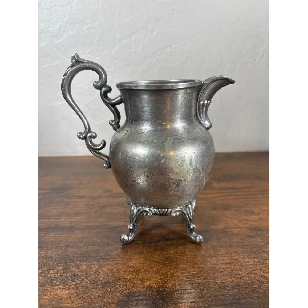 Antique Silver on Copper 5pc Tea Set Tilting Kettle Stand Victorian Ornate Hallm